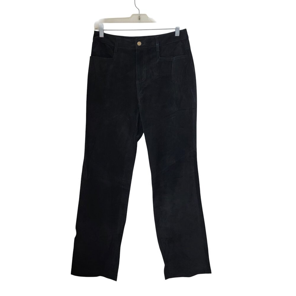 Sutton Studio Size 4 Black Leather Suede Straight Leg Pants, Like New